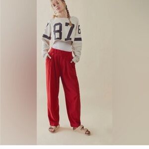 NWOT Free People Calla Pleated Trousers in Red